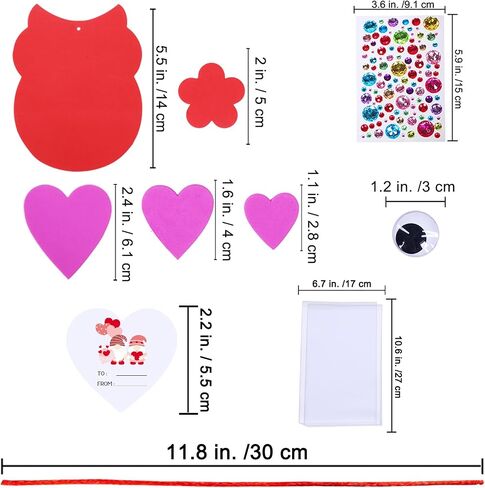 Winlyn 24 Sets Valentine's Day Craft Kits Heart Crafts DIY Valentine's Day Owl Ornaments Decorations Art Sets Foam Owl Heart Stickers for Kids Valentine's Day Party Classroom Activities Gift Exchange in Saudi Arabia