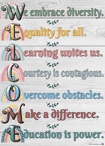 ملصق ترحيب بوهو قوس قزح - مصفح، مقاس 14 × 19.5 بوصة - ديكورات الفصول الدراسية للعودة إلى المدرسة، لافتات المتجر، ديكور المكتبة، ديكور المنزل، لوازم المعلمين لمرحلة ما قبل المدرسة ورياض الأطفال والمدرسة الابتدائية والثانوية in Kuwait