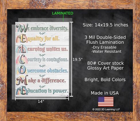 ملصق ترحيب بوهو قوس قزح - مصفح، مقاس 14 × 19.5 بوصة - ديكورات الفصول الدراسية للعودة إلى المدرسة، لافتات المتجر، ديكور المكتبة، ديكور المنزل، لوازم المعلمين لمرحلة ما قبل المدرسة ورياض الأطفال والمدرسة الابتدائية والثانوية in Kuwait