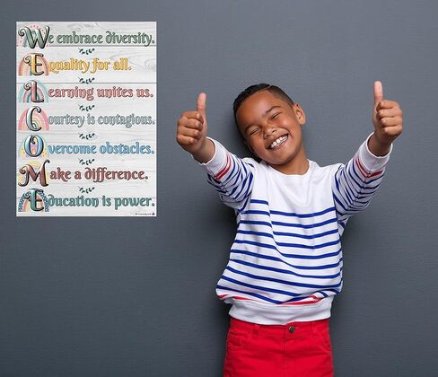 ملصق ترحيب بوهو قوس قزح - مصفح، مقاس 14 × 19.5 بوصة - ديكورات الفصول الدراسية للعودة إلى المدرسة، لافتات المتجر، ديكور المكتبة، ديكور المنزل، لوازم المعلمين لمرحلة ما قبل المدرسة ورياض الأطفال والمدرسة الابتدائية والثانوية in Kuwait