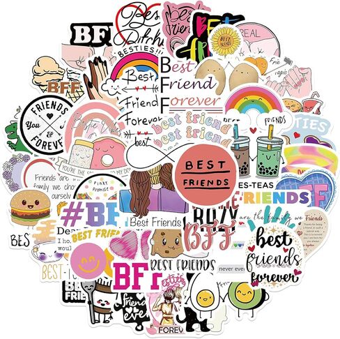 50 قطعة من ملصقات الصداقة - ملصقات فينيل مقاومة للماء بتصميم لطيف لزجاجات المياه والدراجات والامتعة والكمبيوتر ولوح التزلج والسيارة والدراجة النارية in Kuwait