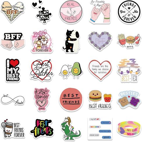 50 قطعة من ملصقات الصداقة - ملصقات فينيل مقاومة للماء بتصميم لطيف لزجاجات المياه والدراجات والامتعة والكمبيوتر ولوح التزلج والسيارة والدراجة النارية in Kuwait