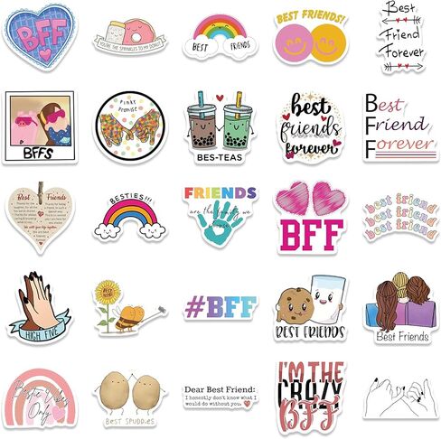 50 قطعة من ملصقات الصداقة - ملصقات فينيل مقاومة للماء بتصميم لطيف لزجاجات المياه والدراجات والامتعة والكمبيوتر ولوح التزلج والسيارة والدراجة النارية in Kuwait