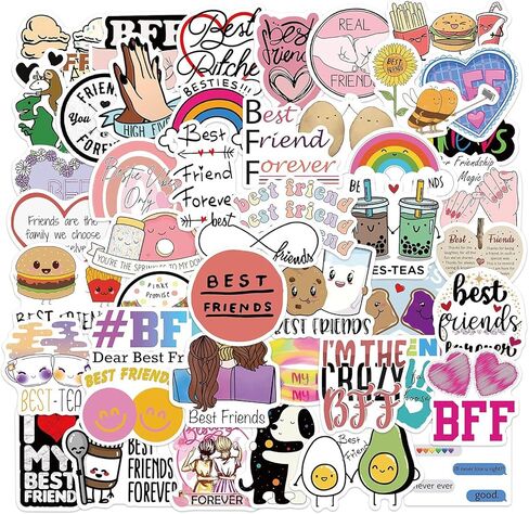 50 قطعة من ملصقات الصداقة - ملصقات فينيل مقاومة للماء بتصميم لطيف لزجاجات المياه والدراجات والامتعة والكمبيوتر ولوح التزلج والسيارة والدراجة النارية in Kuwait