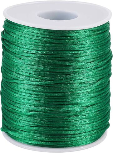 100 Yards 1.5mm Rattail Satin Nylon Trim Silk Cord Chinese Knotting Beading String Black Macrame Thread Cord for Necklace Bracelet Braided Jewelry Making in Kuwait