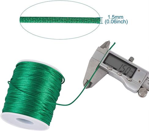 100 Yards 1.5mm Rattail Satin Nylon Trim Silk Cord Chinese Knotting Beading String Black Macrame Thread Cord for Necklace Bracelet Braided Jewelry Making in Kuwait