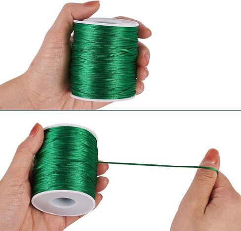 100 Yards 1.5mm Rattail Satin Nylon Trim Silk Cord Chinese Knotting Beading String Black Macrame Thread Cord for Necklace Bracelet Braided Jewelry Making in Kuwait