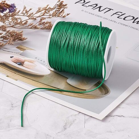 100 Yards 1.5mm Rattail Satin Nylon Trim Silk Cord Chinese Knotting Beading String Black Macrame Thread Cord for Necklace Bracelet Braided Jewelry Making in Kuwait