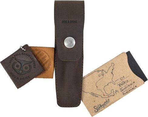 Hide & Drink, Single Pen Case, Portable Tiny Bag for Pencils, Handmade from Full Grain Leather - Bourbon Brown in Saudi Arabia