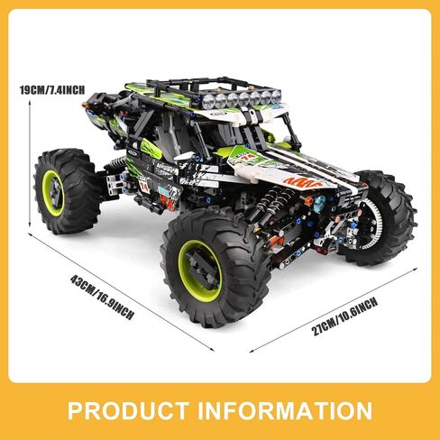 Mould King 18002 RC Climbing Car Building Kits for Boys, 1879 Pieces MOC Building Blocks 4X4 Off-Road Truck Model Sets, Stem Remote Control Car Bricks Toys for Kids in Saudi Arabia