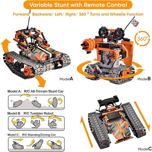 OASO Remote Control STEM Building Kit for Boys 8-12, 392 Pcs Science Learning Educational Building Blocks for Kids, 3 in 1 Tracked Racer RC Car/Tank/Robot Toys Gift Sets for Boys Girls in Kuwait