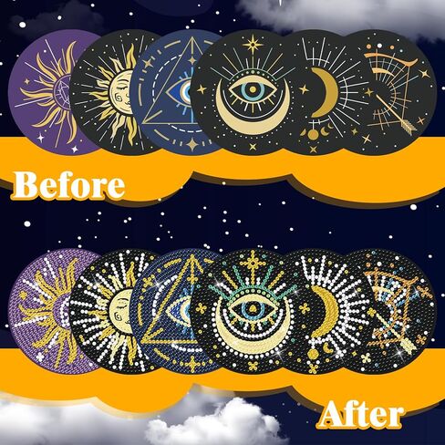 مجموعة أدوات الأكواب الماسية المكونة من 6 قطع من Heyfibro، قواعد الأكواب DIY مع حامل للبالغين والأطفال المبتدئين، لوازم فنية ماسية لهدايا المشروبات in Kuwait