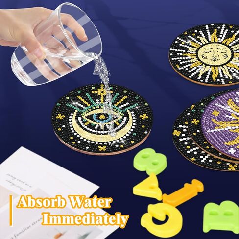 مجموعة أدوات الأكواب الماسية المكونة من 6 قطع من Heyfibro، قواعد الأكواب DIY مع حامل للبالغين والأطفال المبتدئين، لوازم فنية ماسية لهدايا المشروبات in Kuwait