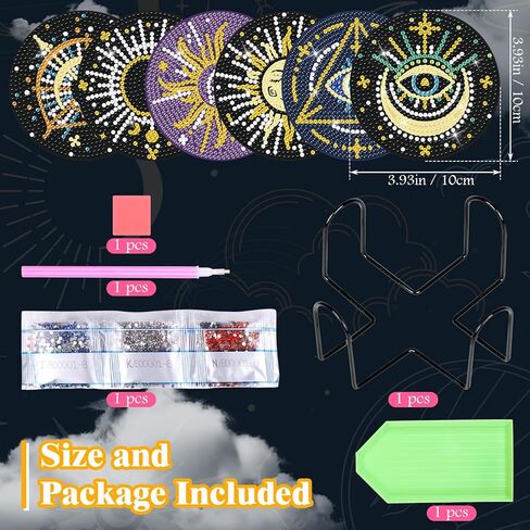 مجموعة أدوات الأكواب الماسية المكونة من 6 قطع من Heyfibro، قواعد الأكواب DIY مع حامل للبالغين والأطفال المبتدئين، لوازم فنية ماسية لهدايا المشروبات in Kuwait