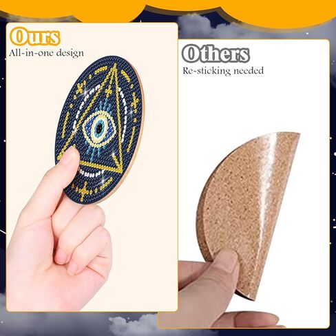 مجموعة أدوات الأكواب الماسية المكونة من 6 قطع من Heyfibro، قواعد الأكواب DIY مع حامل للبالغين والأطفال المبتدئين، لوازم فنية ماسية لهدايا المشروبات in Kuwait