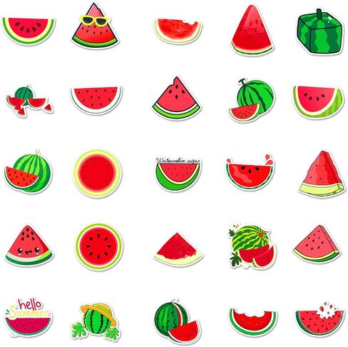 50 جهاز كمبيوتر شخصى ملصقات البطيخ - الصيف الفواكه السكر ملصق الفينيل للماء الشارات حزب تفضل للأطفال ملصقات لطيف Kawaii لزجاجات المياه الدراجات الأمتعة الكمبيوتر لوح التزلج سيارة دراجة نارية in Kuwait