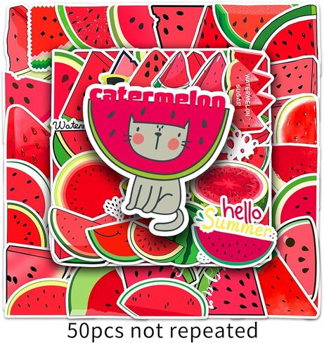 50 جهاز كمبيوتر شخصى ملصقات البطيخ - الصيف الفواكه السكر ملصق الفينيل للماء الشارات حزب تفضل للأطفال ملصقات لطيف Kawaii لزجاجات المياه الدراجات الأمتعة الكمبيوتر لوح التزلج سيارة دراجة نارية in Kuwait