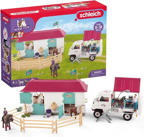 Schleich Horse Club Toys for Girls and Boys, Vet Visit in The Stable Horse Set with Accessories, 39 Pieces, Ages 5+ in Saudi Arabia