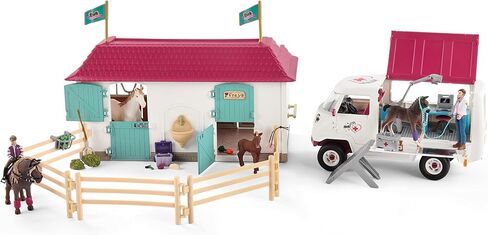 Schleich Horse Club Toys for Girls and Boys, Vet Visit in The Stable Horse Set with Accessories, 39 Pieces, Ages 5+ in Saudi Arabia