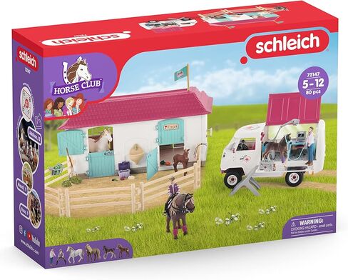 Schleich Horse Club Toys for Girls and Boys, Vet Visit in The Stable Horse Set with Accessories, 39 Pieces, Ages 5+ in Saudi Arabia