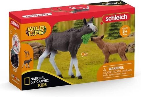 SCHLEICH 42603 Moose with Calf National Geographic Wild Life Toy Playset for Children Aged 3-8 Years in Saudi Arabia