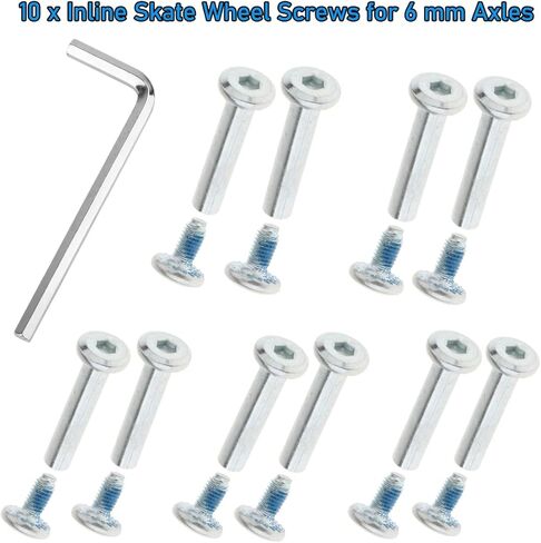 مسامير استبدال التزلج المضمنة، عمود OD 6 مم لمحور عجلة التزلج استبدال محامل تركيبات لعجلات التزلج المضمنة، حزمة من 10 in Kuwait