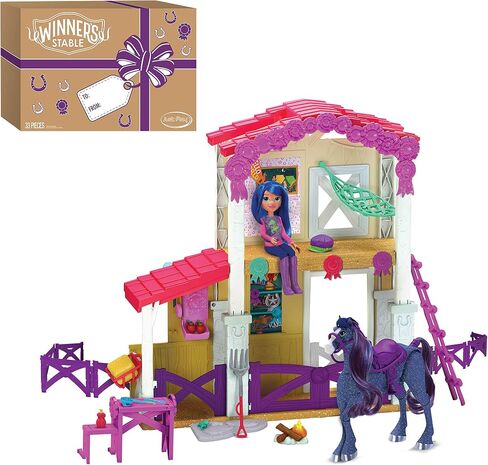 Winner's Stable Camp Clover Barn Playset, 33-Pieces, Extending Barn with Articulated Horse Figure and Small Doll, Kids Toys for Ages 3 Up by Just Play in Saudi Arabia