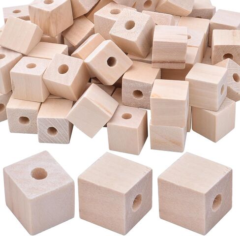 100 قطعة من مكعبات مربعة طبيعية غير مكتملة مصنوعة يدويا من الخشب والخشب للحرف اليدوية وديكورات المنزل in Kuwait