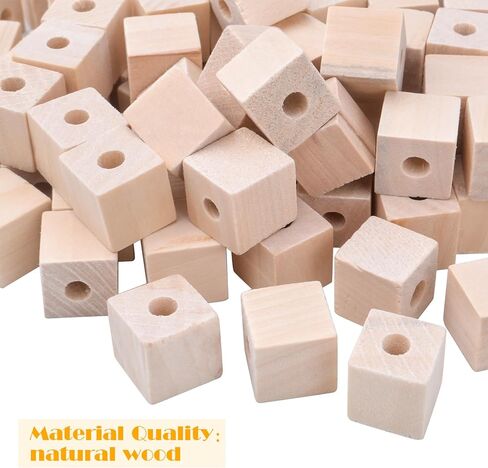 100 قطعة من مكعبات مربعة طبيعية غير مكتملة مصنوعة يدويا من الخشب والخشب للحرف اليدوية وديكورات المنزل in Kuwait