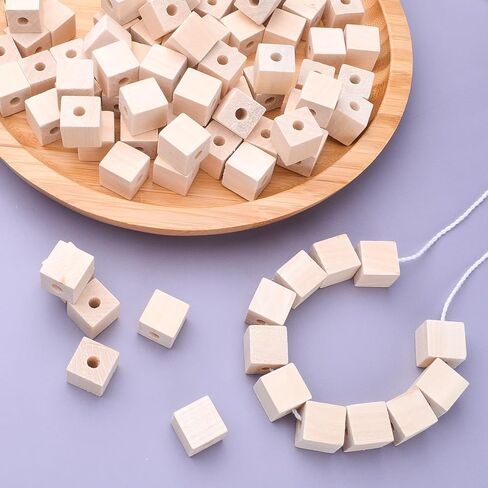100 قطعة من مكعبات مربعة طبيعية غير مكتملة مصنوعة يدويا من الخشب والخشب للحرف اليدوية وديكورات المنزل in Kuwait