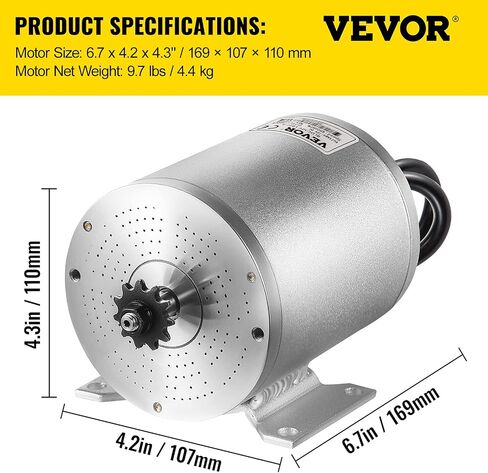 VEVOR طقم محرك بدون فرش، 2KW 48V 42A طقم محرك بدون فرشاة عالي السرعة 4300 دورة في الدقيقة محرك سكوتر كهربائي مع دعامة تثبيت، محرك Go Kart للدراجات النارية، جهاز التحكم في السرعة، دواسة الوقود، الدراجة الإلكترونية in Kuwait