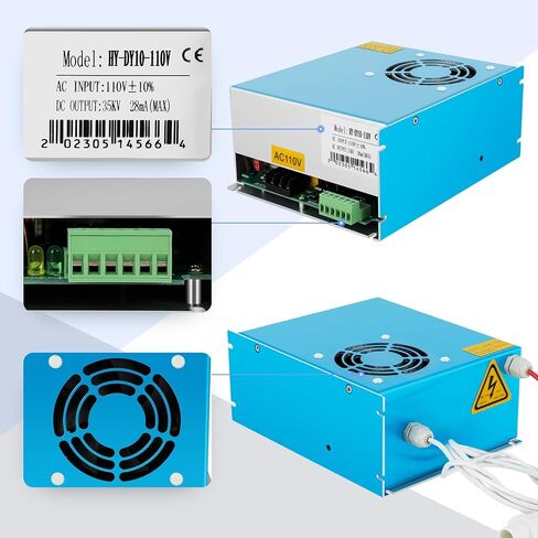 FAHKNS 80W Laser Power Supply for CO2 Laser Tubes, DY10-80W Laser Engraver Power Supply for 110V RECI W1/Z1/S1 CO2 Laser Tube in Kuwait