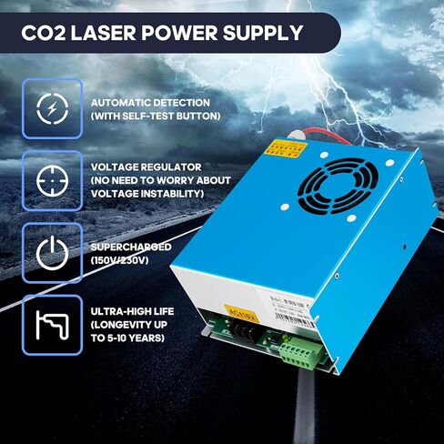 FAHKNS 80W Laser Power Supply for CO2 Laser Tubes, DY10-80W Laser Engraver Power Supply for 110V RECI W1/Z1/S1 CO2 Laser Tube in Kuwait