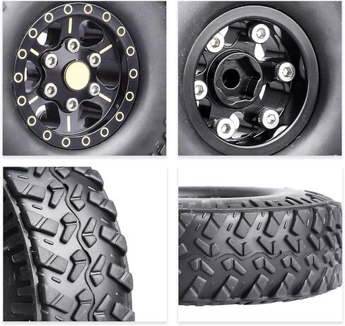 عجلات وإطارات Hobbypark Brass 1.0 Beadlock لـ Traxxas TRX4M ترقيات الأجزاء المحورية SCX24 1/24 RC استبدال الزاحف (4 عبوات) (Tpye A) in Saudi Arabia