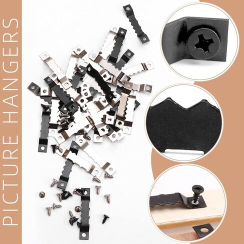120 Pack Sawtooth Picture Hangers with 240 Screws, Large Picture Frame Hanging Kit, Canvas Hangers, Picture Hanging Hooks for Paintings, Artwork, Home Decor in Kuwait