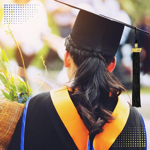قطعتان من شرابات التخرج لعام 2023، إكسسوارات التخرج الأكاديمية لعام 2023، إكسسوارات شرابة كلاسيكية، قبعة التخرج، شرابة لحفلات التخرج (أسود) in Kuwait