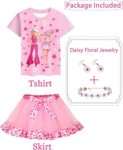 QUJQOM Costume Outfit Girls Kids Birthday Princess Tutu Dress with Necklace Earring in Kuwait