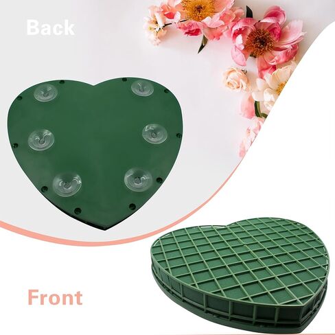 قطعتان من الطوب الزهري على شكل قلب للزفاف، مكعبات إسفنجية زهرية مقاس 12 * 13 بوصة مع صينية كأس شفط لبائع الزهور لتزيين سيارة الزفاف لوازم ترتيب الزهور in Kuwait