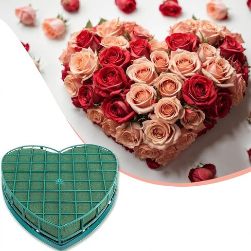 قطعتان من الطوب الزهري على شكل قلب للزفاف، مكعبات إسفنجية زهرية مقاس 12 * 13 بوصة مع صينية كأس شفط لبائع الزهور لتزيين سيارة الزفاف لوازم ترتيب الزهور in Kuwait