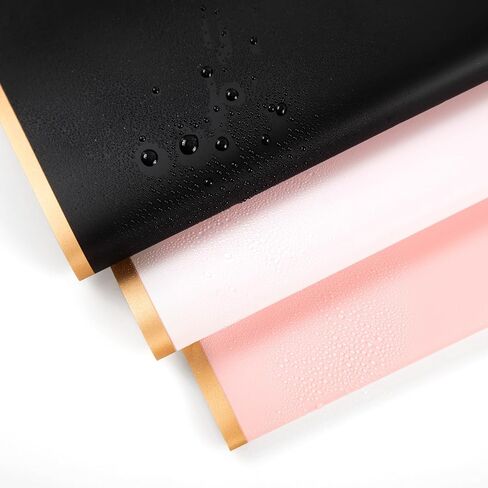 فيوسوري 30 قطعة من ورق تغليف الزهور لمستلزمات باقة الزهور مقاوم للماء مع شريط وبطاقات 22.8 × 22.8 انش in Kuwait