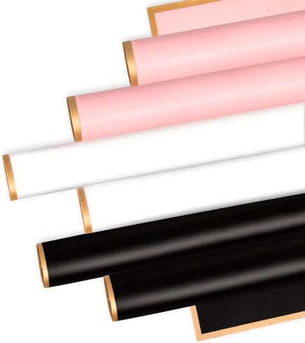 فيوسوري 30 قطعة من ورق تغليف الزهور لمستلزمات باقة الزهور مقاوم للماء مع شريط وبطاقات 22.8 × 22.8 انش in Kuwait