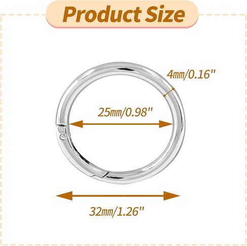 Unlorspy 20 Pcs Spring O Rings, Zinc Alloy Round Metal Split Rings, Round Carabiner Snap Clip for Key Chains, Bag, Purse (Gun Black, 25mm/1 inch Inner Dia) in Kuwait