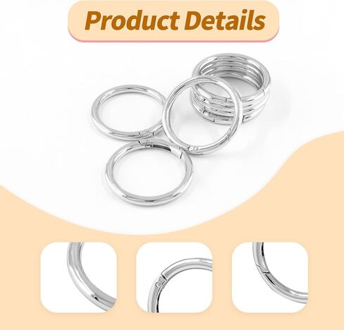 Unlorspy 20 Pcs Spring O Rings, Zinc Alloy Round Metal Split Rings, Round Carabiner Snap Clip for Key Chains, Bag, Purse (Gun Black, 25mm/1 inch Inner Dia) in Kuwait