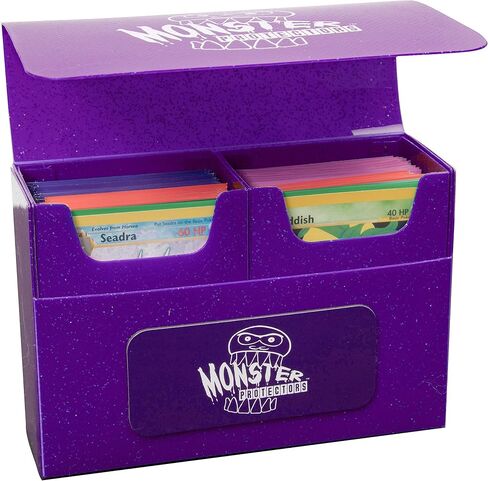 Monster Magnetic Double Trading Card Deck Box (PURPLE Glitter) w 2 Removable Deck Sleeves- Holds 150 Gaming TCGs-Compatible w Yugioh, MTG, Magic the Gathering, Pokémon - Durable Riveted Construction in Kuwait