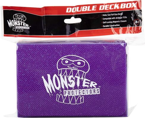 Monster Magnetic Double Trading Card Deck Box (PURPLE Glitter) w 2 Removable Deck Sleeves- Holds 150 Gaming TCGs-Compatible w Yugioh, MTG, Magic the Gathering, Pokémon - Durable Riveted Construction in Kuwait