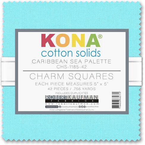 Kona Cotton Solids Caribbean Charm Square 42 5-inch Squares Charm Pack Robert Kaufman CHS-1185-42 in Saudi Arabia
