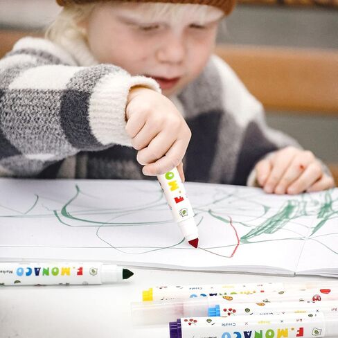 أقلام تلوين قابلة للغسل من ليبزي، 6 ألوان للأطفال الصغار من عمر 2 إلى 4 سنوات، لوازم مدرسية فنية غير سامة ذات خط عريض على شكل زهرة موناكو in Kuwait