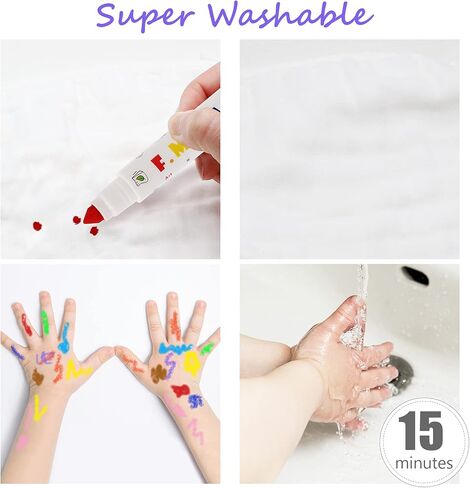 أقلام تلوين قابلة للغسل من ليبزي، 6 ألوان للأطفال الصغار من عمر 2 إلى 4 سنوات، لوازم مدرسية فنية غير سامة ذات خط عريض على شكل زهرة موناكو in Kuwait