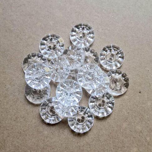 30 PCS Craft New Clear Flower Acrylic Buttons Sewing Craft 2 Holes Button for Clothes Decor (Clear, 15mm) in Saudi Arabia