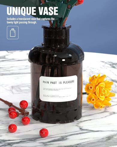 مجموعة بناء ديكور الزهور من نيفيلز، مجموعة بناء الزهور الملونة عرض نموذج الزهور أفكار الديكور الإبداعية هدية زهرة، مشروع بناء الاسترخاء للبالغين (421 قطعة) in Kuwait